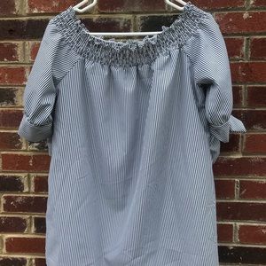 Off the shoulder striped dressy shirt